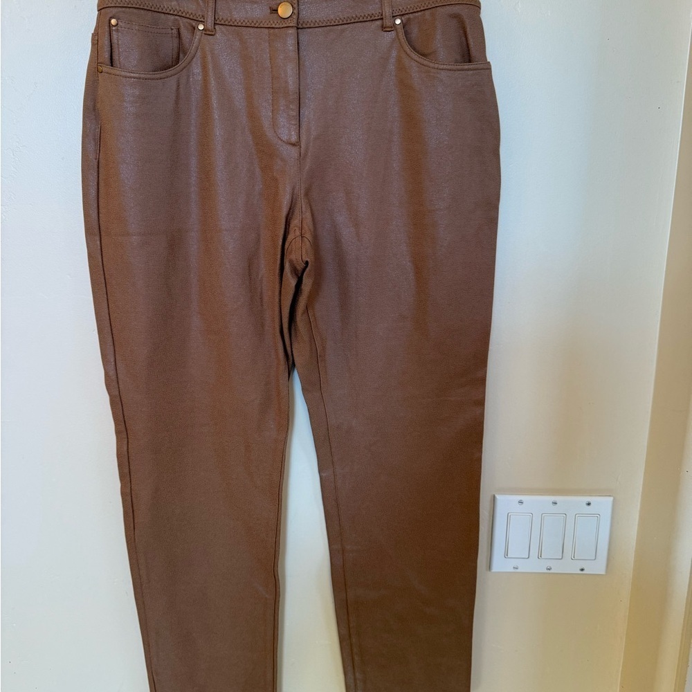 Chico's Tan Faux Leather Pants